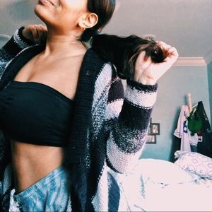 black, white, & grey cardigan